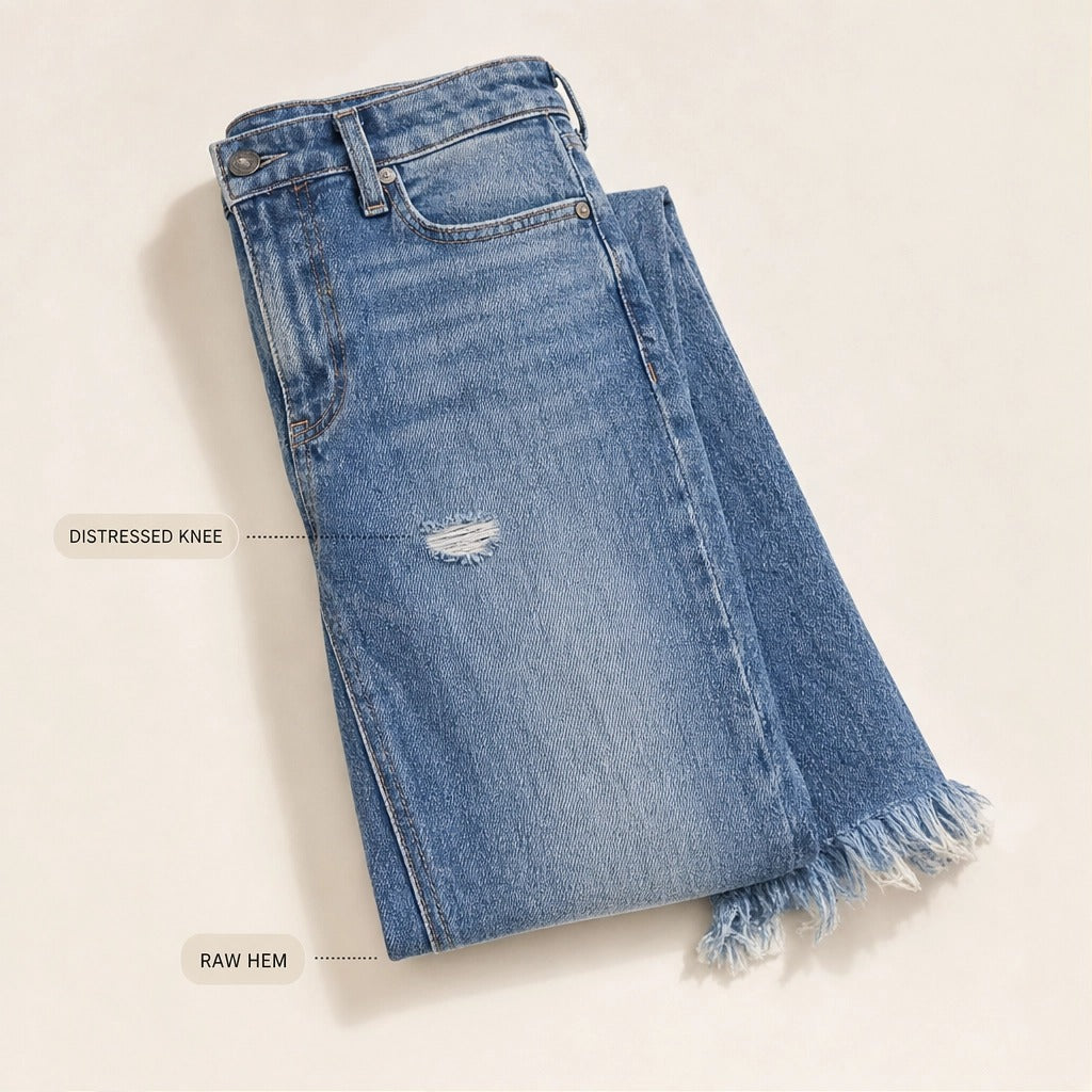 Threadwick™ – Raw-Frayed Hem Cropped Straight-Leg Jeans + 50% OFF