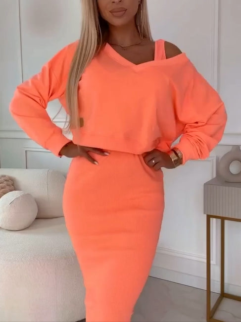 The Effortless Chic Set - Sleeveless Dress & Loose V-Neck Pullover + 50% OFF