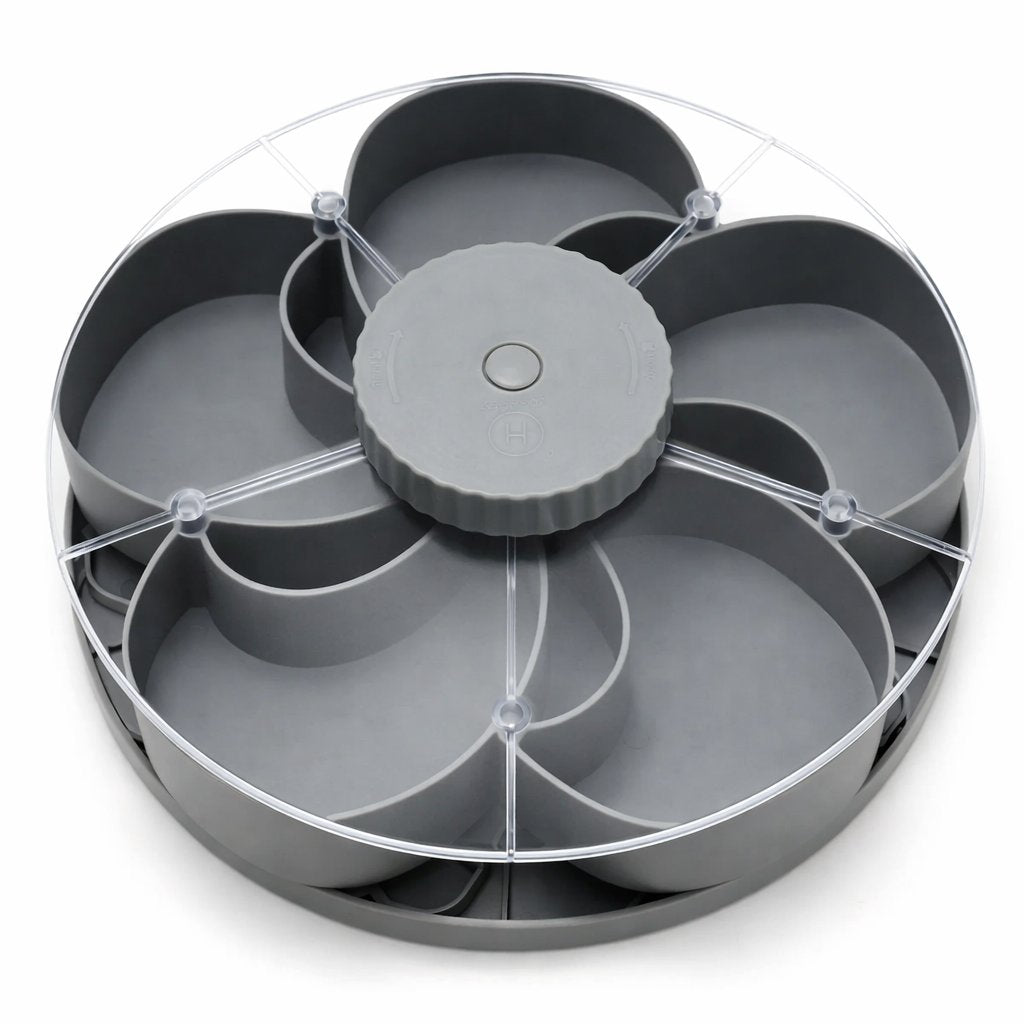 Gatherly™ – 5-Compartment Rotating Snack Serving Tray with Non-Slip Base + 50% OFF