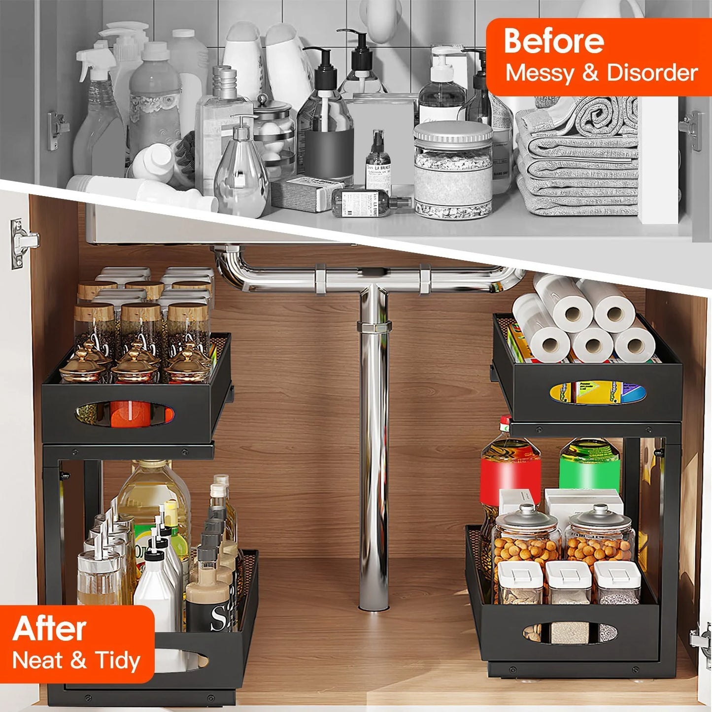 The Cabinet Glide Organizer - 2-Tier Sliding Storage + 50% OFF