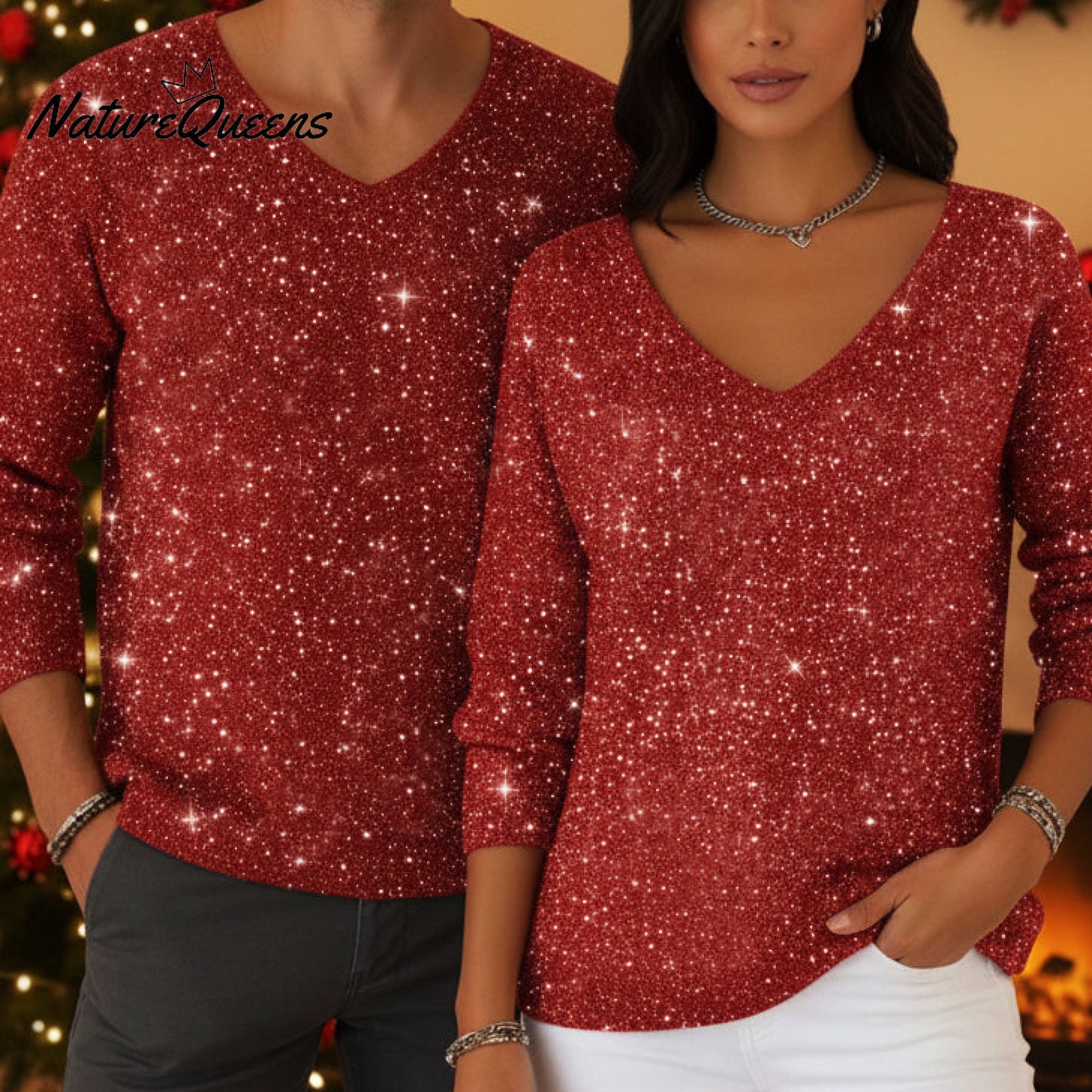 The StarGlow Sweater - Sparkling V-Neck, Queen of the Party + 50% OFF