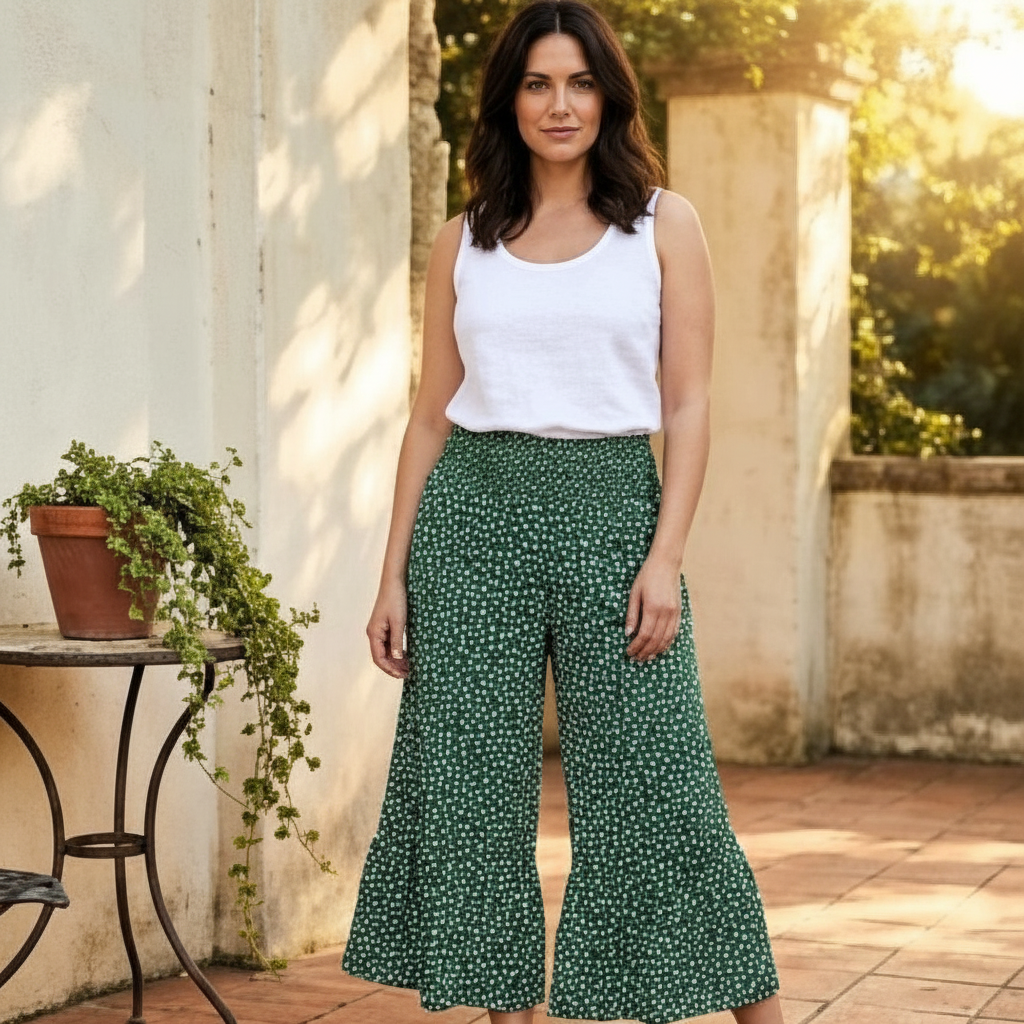 Flounce™ – Smocked High Waist Flowy Wide Leg Pants + 50% OFF