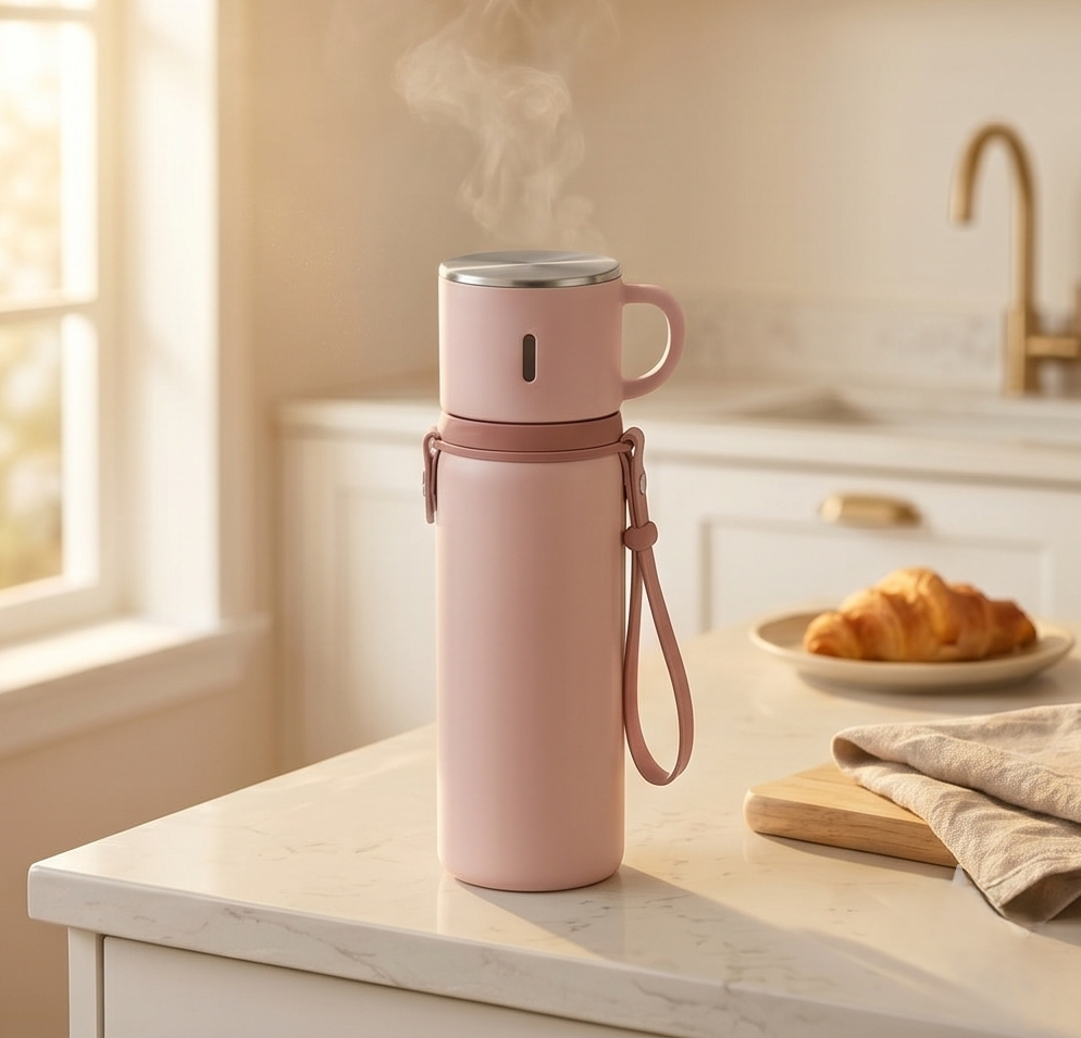 Hearthen™ – 600ml Insulated Stainless Steel Thermal Bottle with Dual-Purpose Lidded Cup + 50% OFF