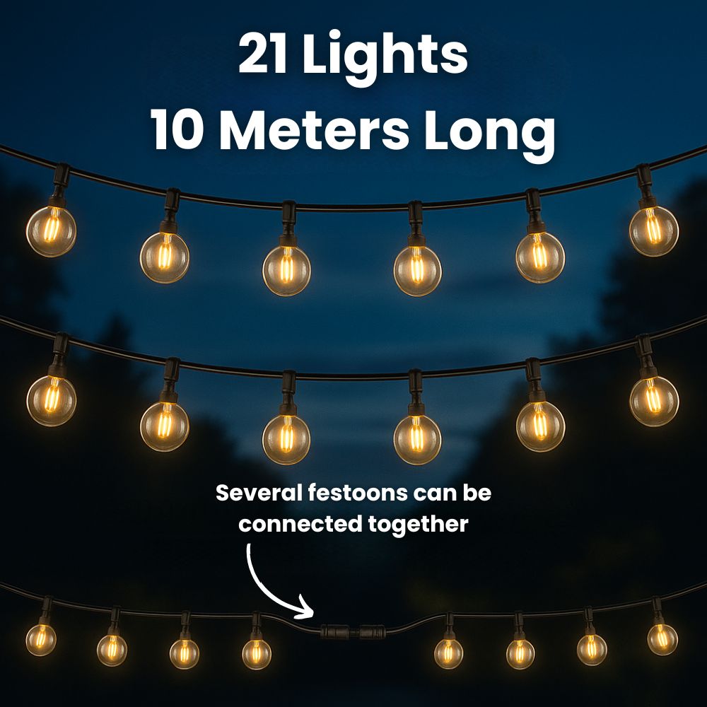 SolarGlow Festoon Lights - A Glowing Oasis, Instantly + 50% OFF
