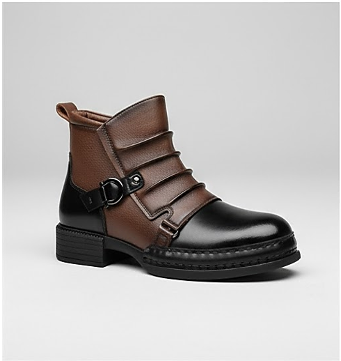 Marcova™ – Two-Tone Buckle Detail Leather Ankle Boots for Men+ 50 % OFF