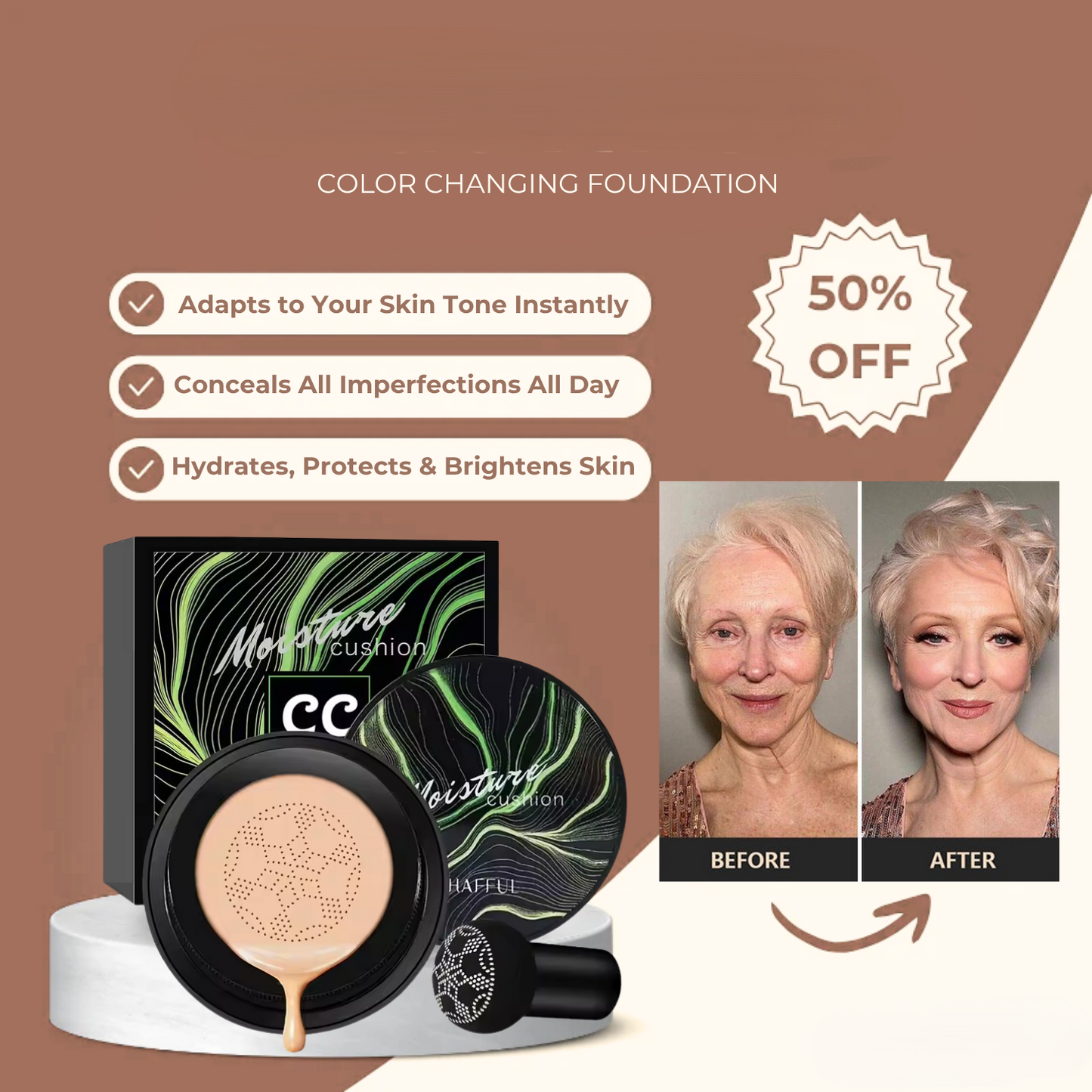 The TrueTint Cushion - Auto Color Correction, No Cakey Look + 50% OFF