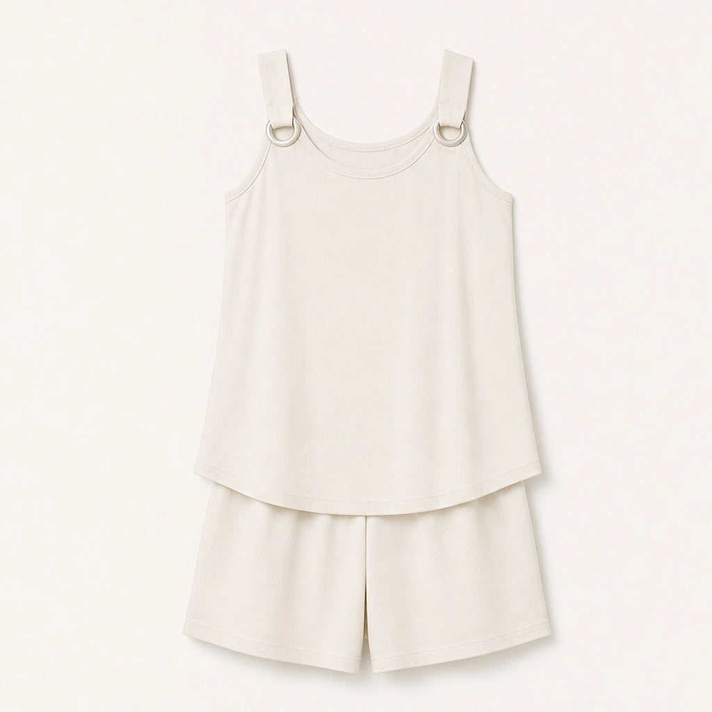 Solea™ – Ring-Detail Sleeveless Top & Shorts Co-ord Set + 50% OFF
