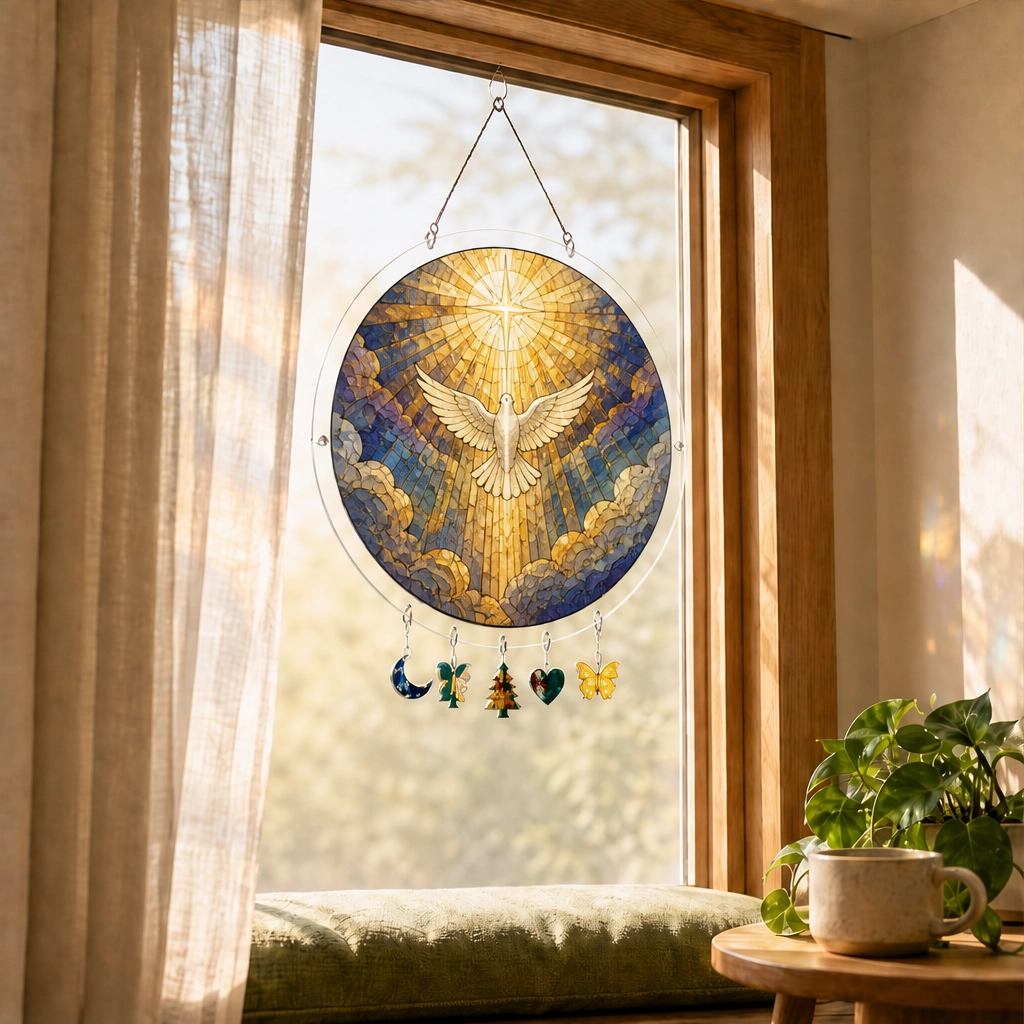 Sundrop™ – Shatter-Resistant Acrylic Stained Glass Sunset & Sea Suncatcher + 50% OFF