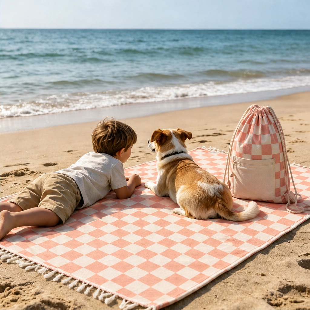 Coveley™ – 2-in-1 Convertible Beach Towel & Drawstring Backpack with Zip Pocket + 50% OFF
