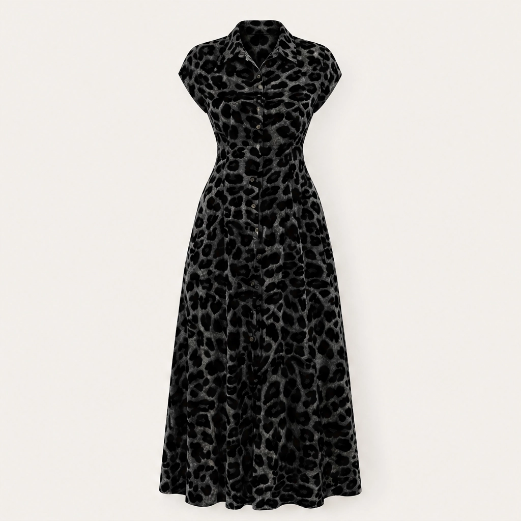 Velmara™ – Leopard Print Lapel Collar Belted Midi Dress + 50% OFF