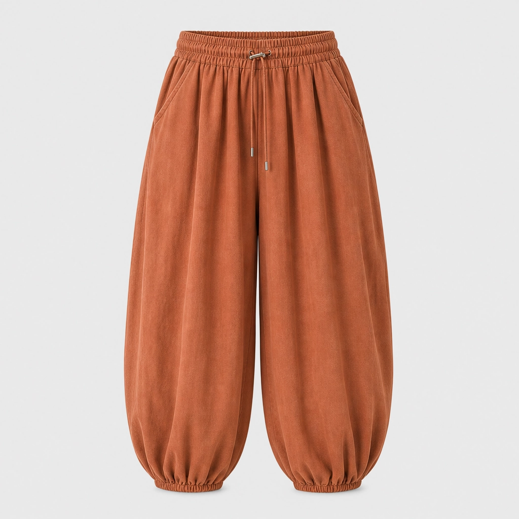 Drapelle™ – Pleated Lantern Trousers with Adjustable Waist & Deep Pockets + 50% OFF