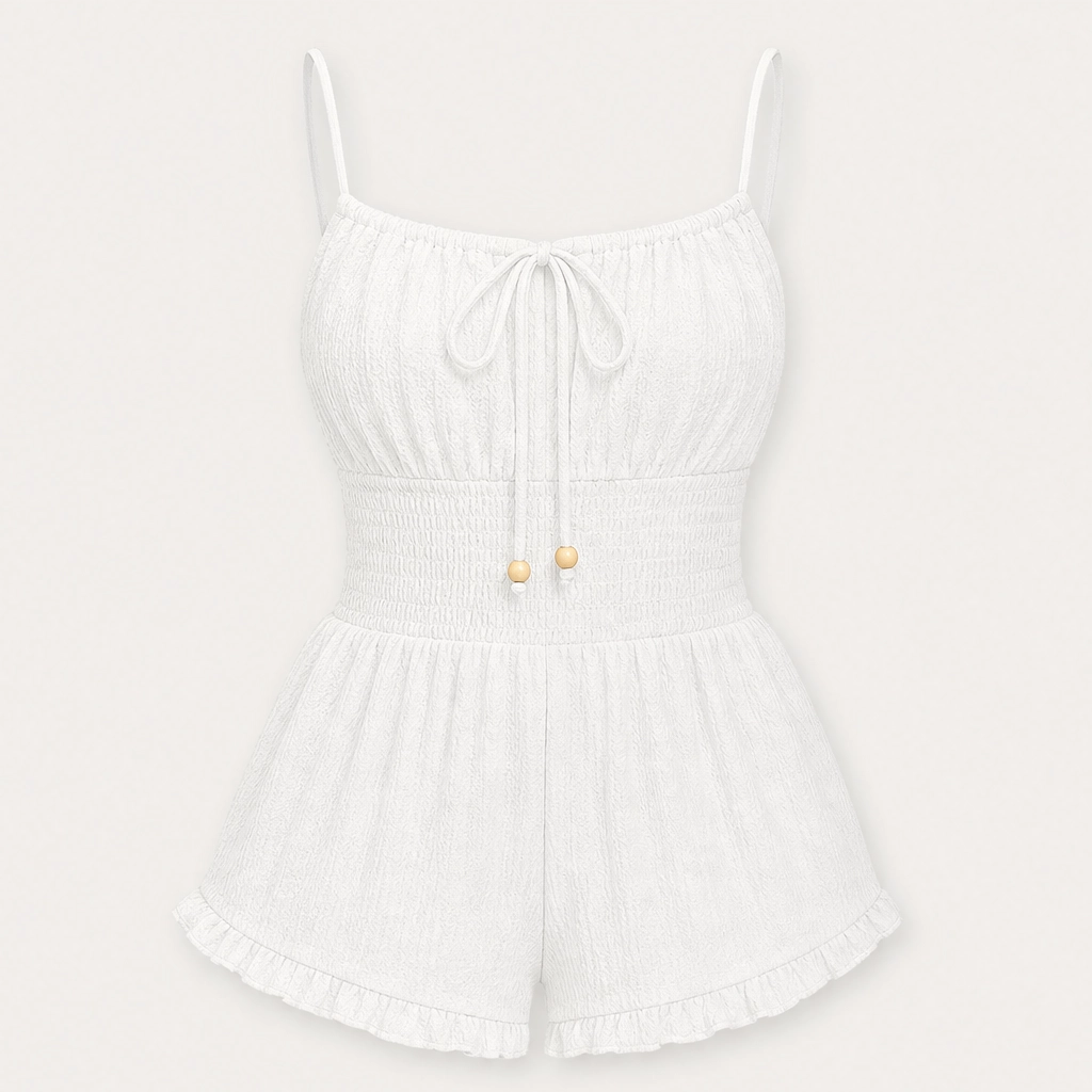 Marisol™ – Crinkle Textured Smocked-Waist Summer Playsuit + 50% OFF
