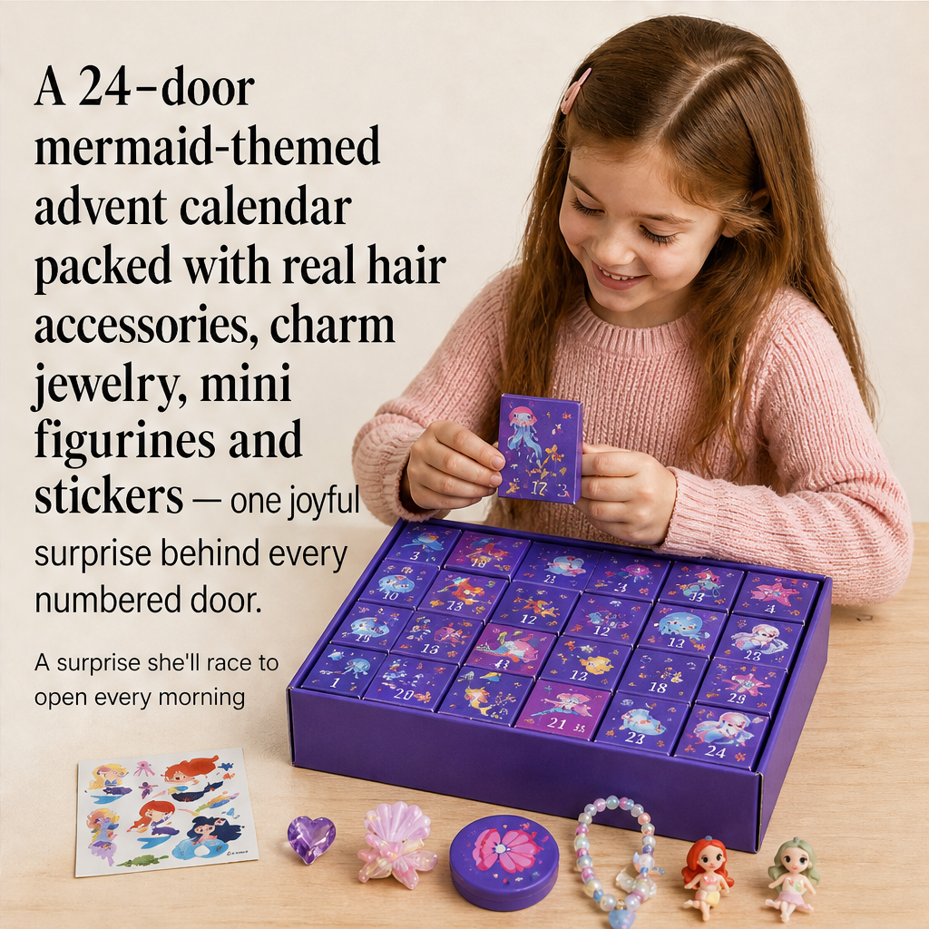 Shellora – 24-Day Mermaid Advent Calendar with Hair Accessories & Gifts + 50% OFF detail