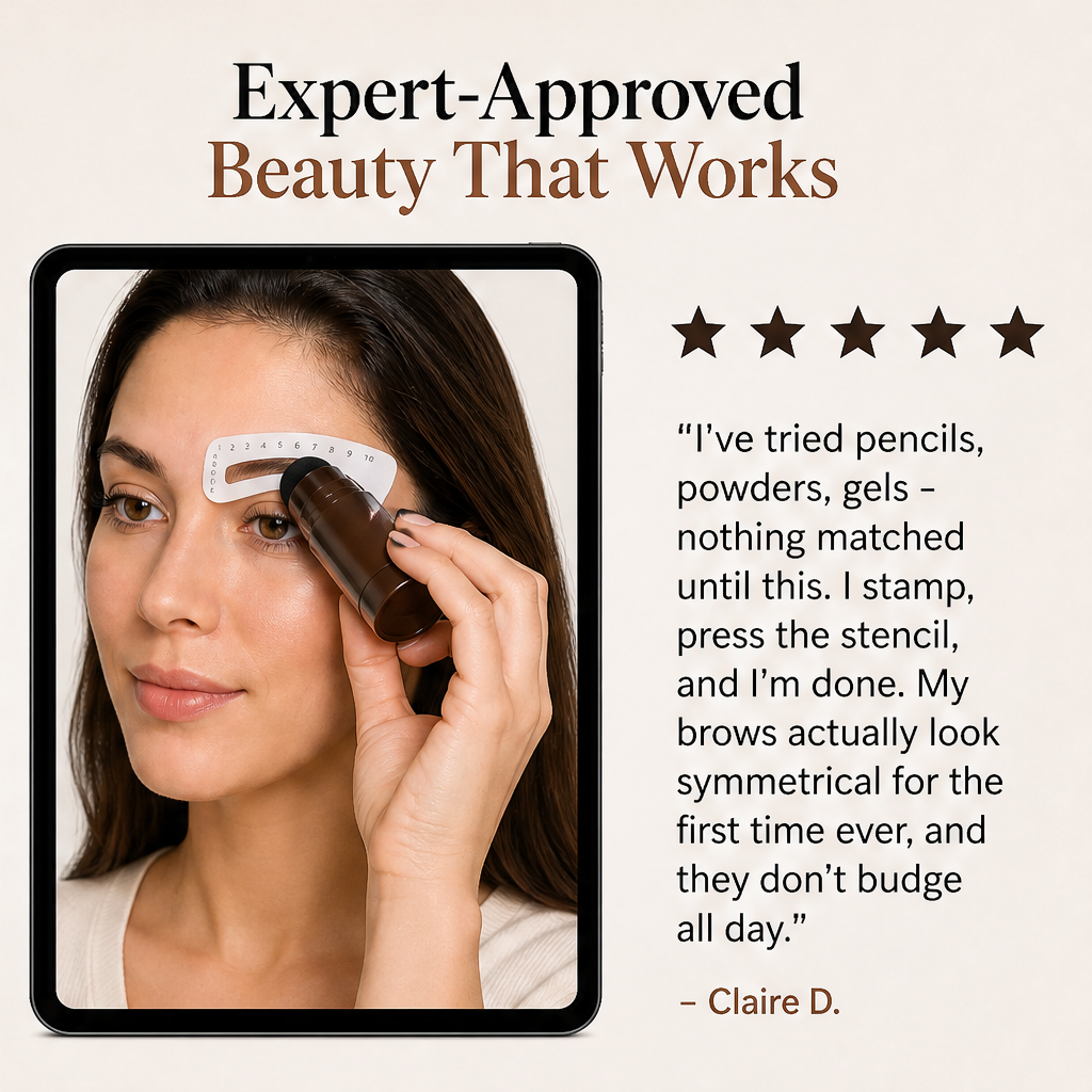 Browmere – Waterproof Stamp & Stencil Kit for Instant Full Brows + 1+1 FREE detail