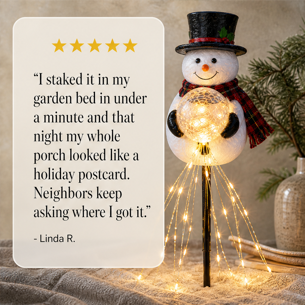 Frostholm – Solar Snowman Fountain LED Garden Light + 50% OFF detail