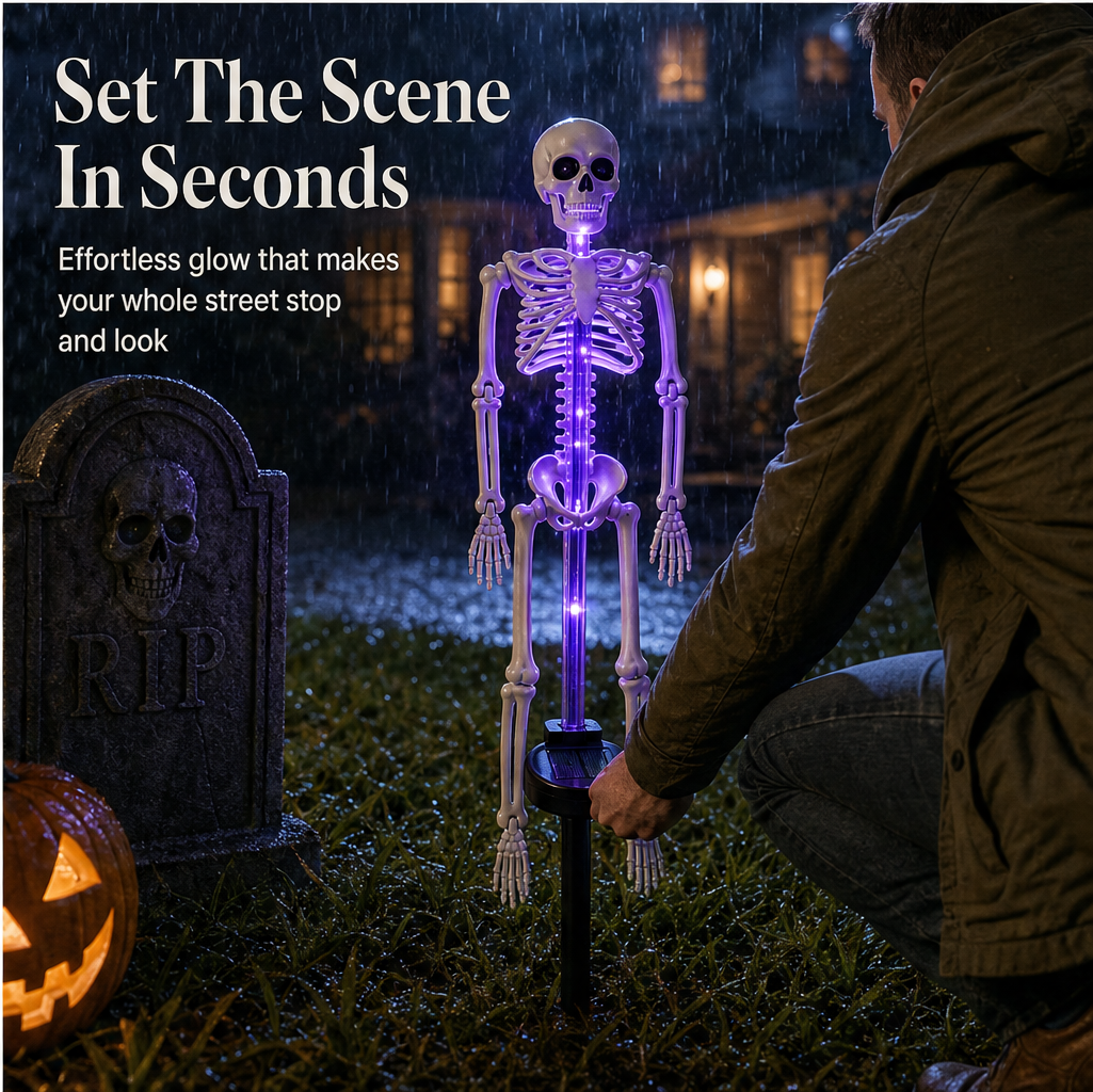 Boneglow – Solar LED Skeleton Ground Stake Light + 50% OFF features