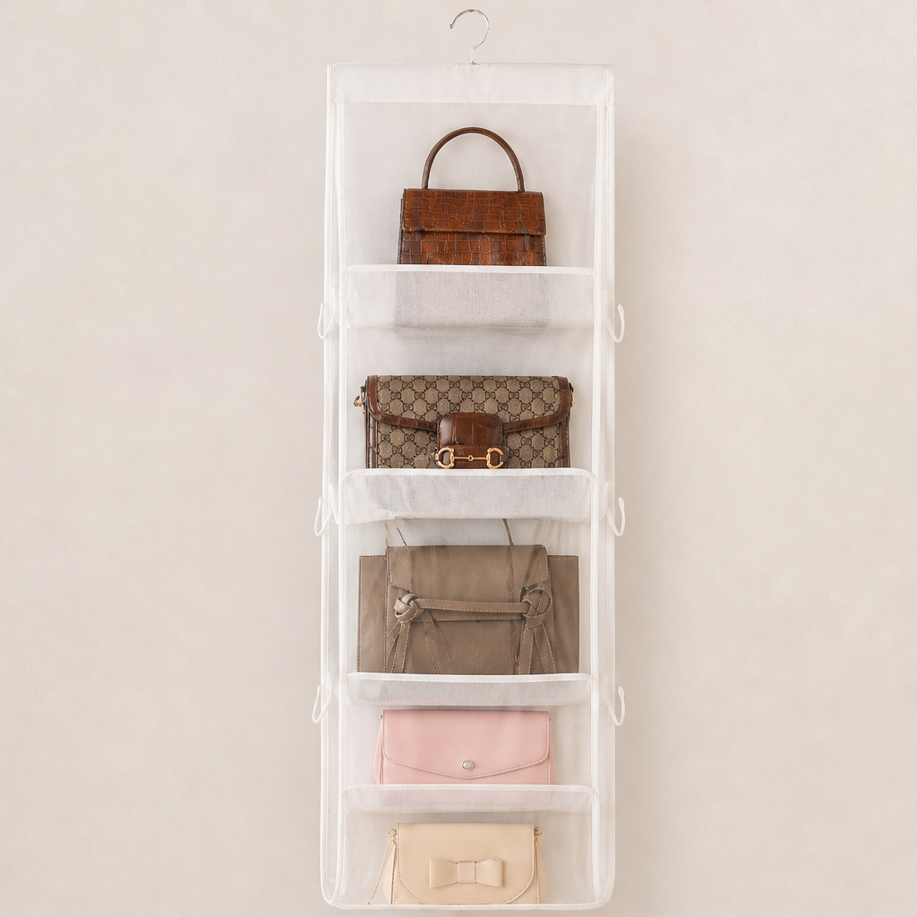 Clearstow – See-Through Pockets, Dust-Free Hanging Bag Organizer + 50% OFF White