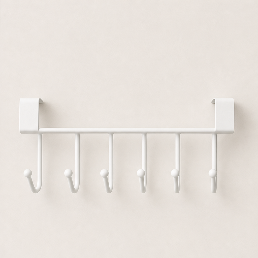 Hookmere – No-Drill 6-Hook Under Shelf Organiser Rack + 50% OFF White