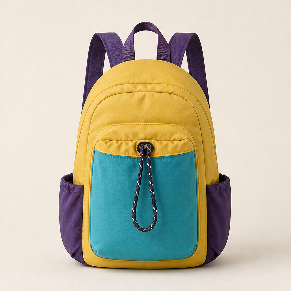 Colormee – Lightweight Water-Resistant Color Block Mini Backpack + 50% OFF Yellow/Teal/Purple