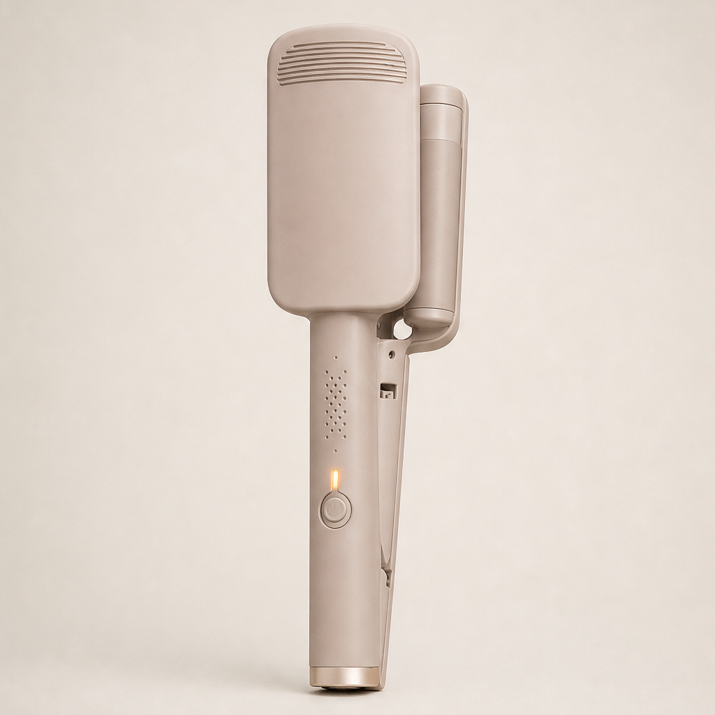 Wavora – Deep U-Barrel Heat Protect Wavy Curling Iron + 50% OFF Beige