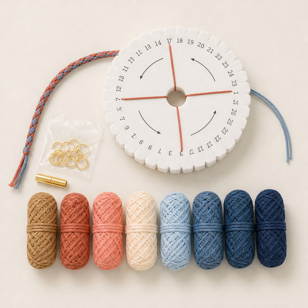 Knotwell – Beginner Braiding Disc Craft Kit with Numbered Slots + 50% OFF Navy