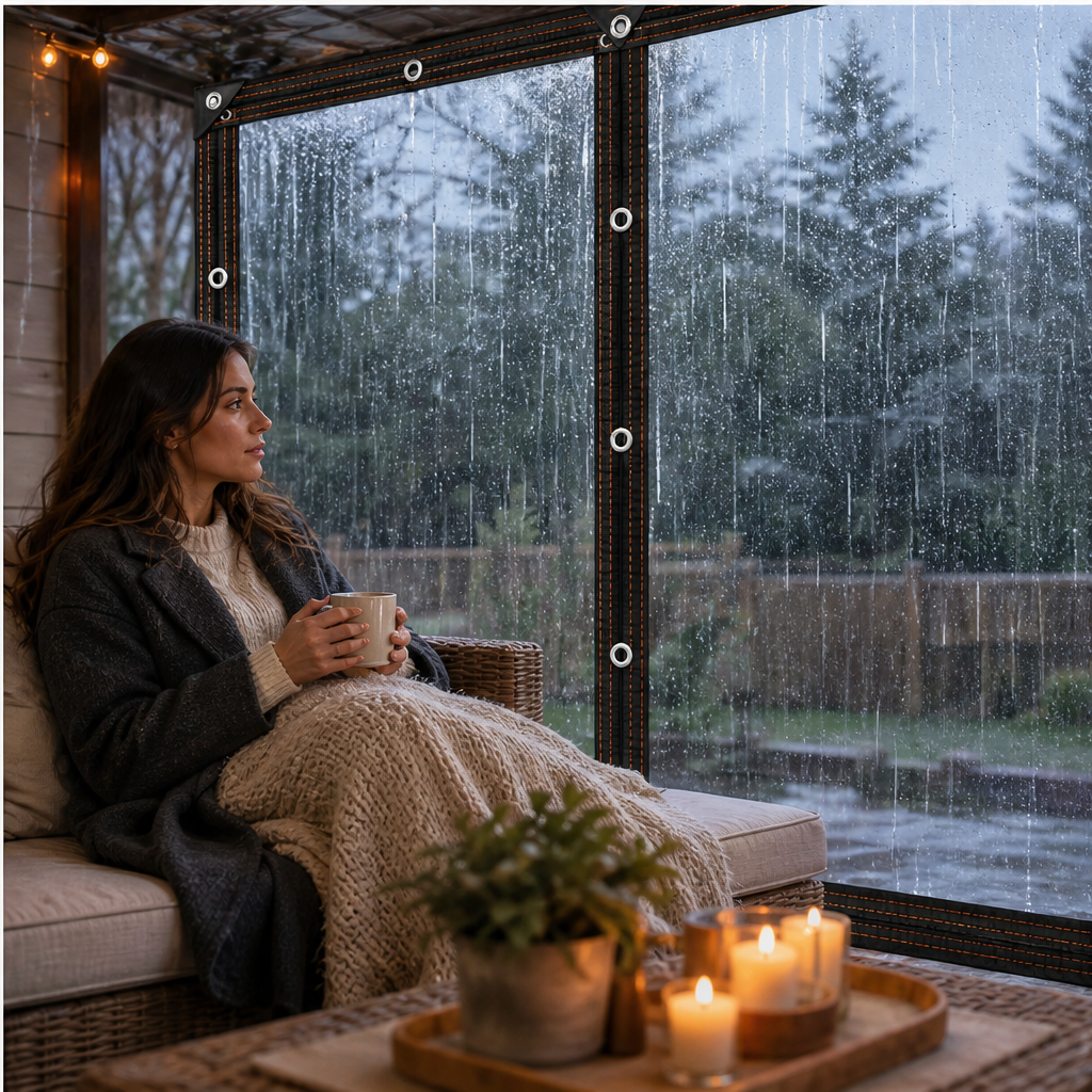 Hearthguard – Clear Waterproof Windproof Outdoor Patio Tarp + 50% OFF lifestyle