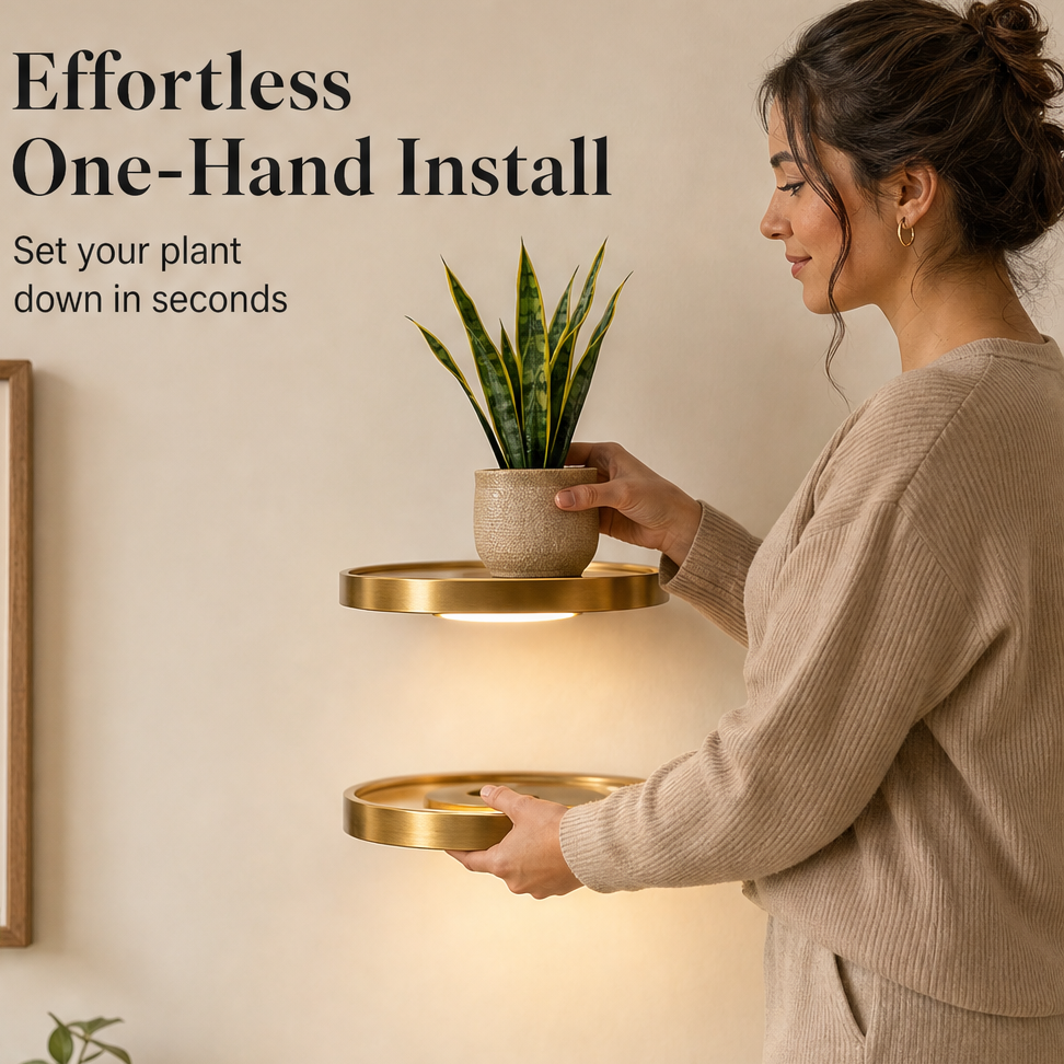 Gildglow – Floating LED Shelf with Warm Plant Lighting + 50% OFF features