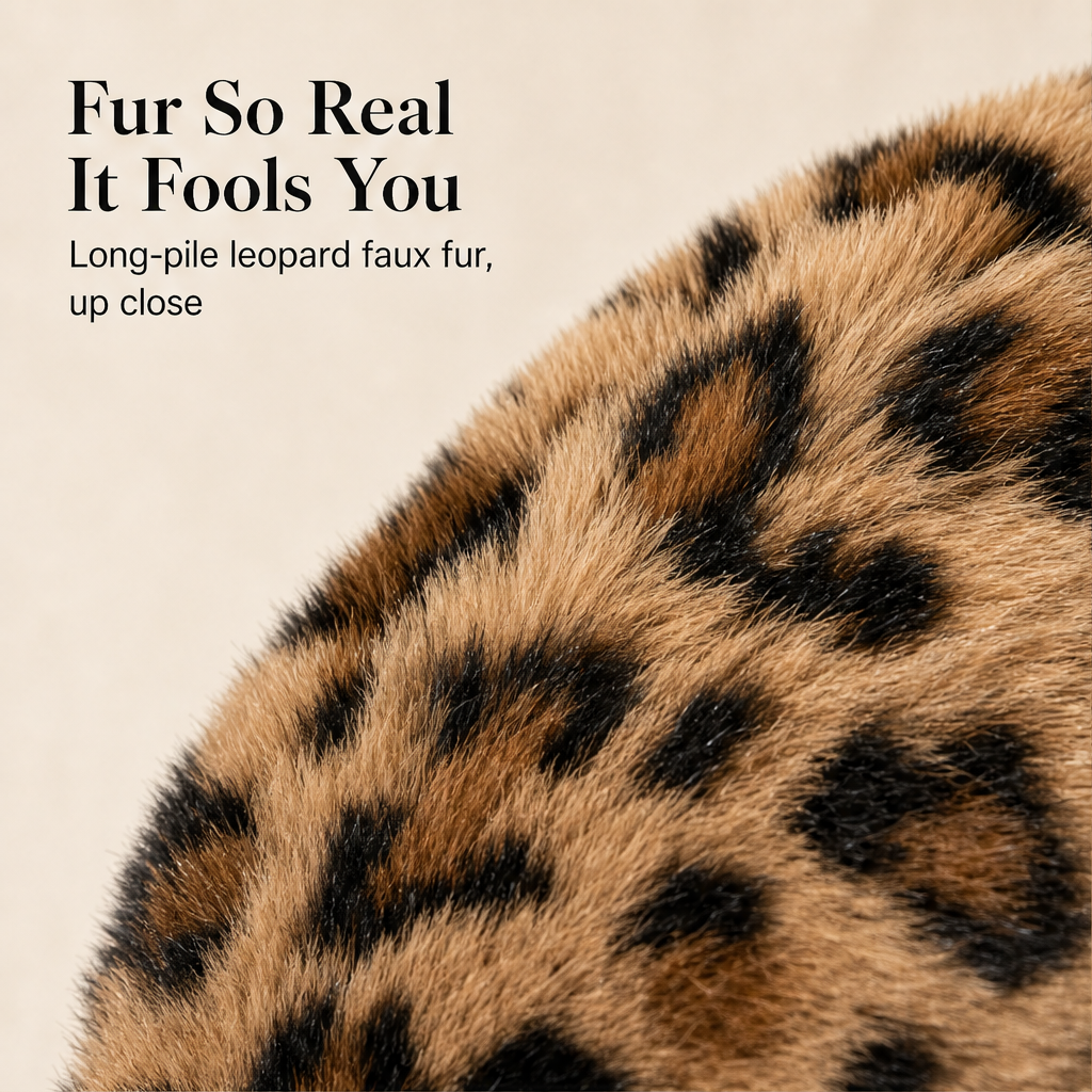 Faunelle – Plush Leopard Faux Fur Bowknot Throw Pillow + 50% OFF detail