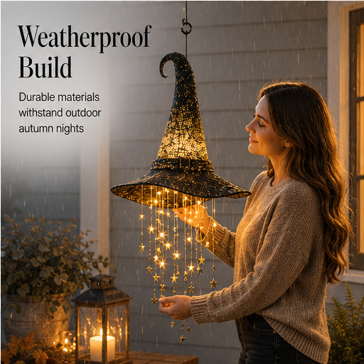 Hexlume – Glowing Witch Hat Hanging Chime with Cascading Stars + 50% OFF features