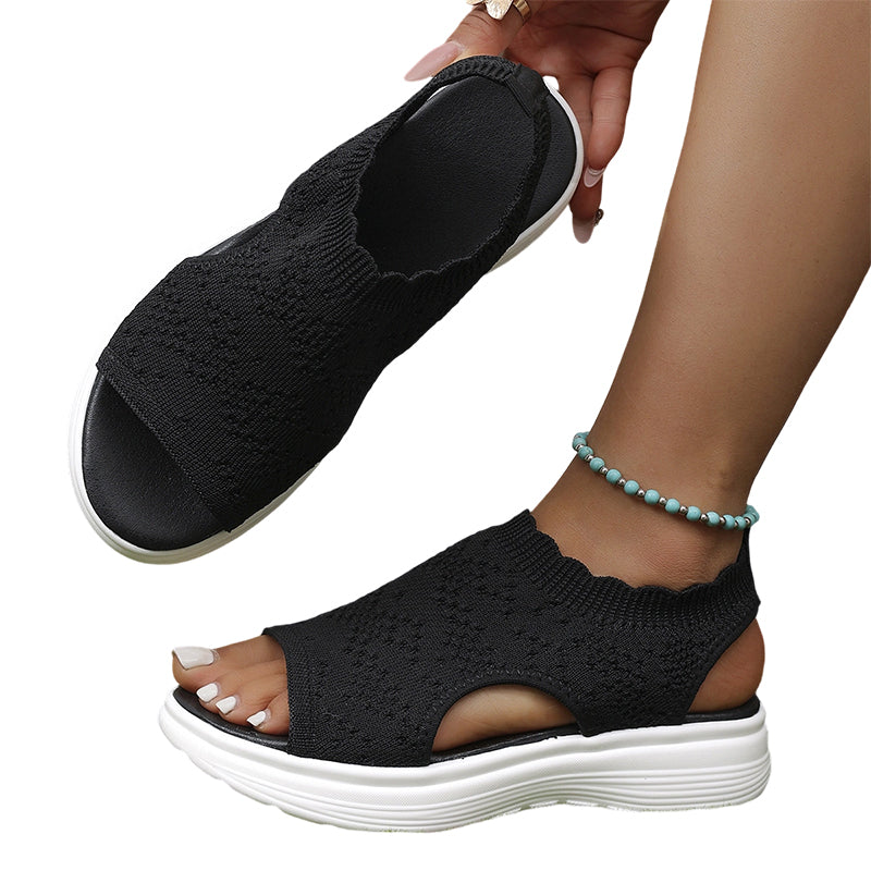 Airelle™ – Breathable Knit Cushioned Platform Sandals + 50% OFF