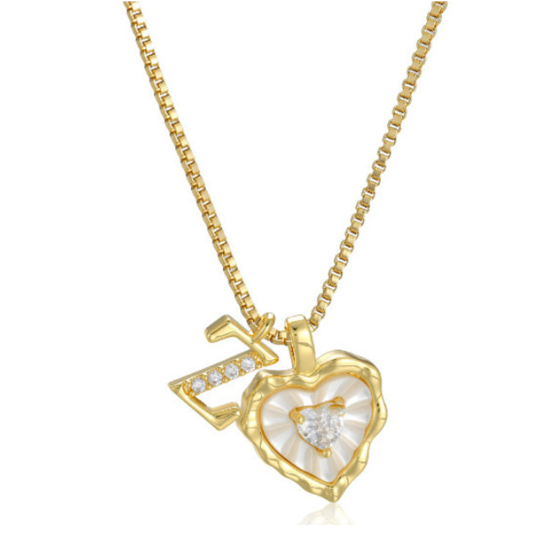 Pavelle – Micro-Pavé Initial & Heart Charm Titanium Steel Necklace - Buy 1 + 1 FREE