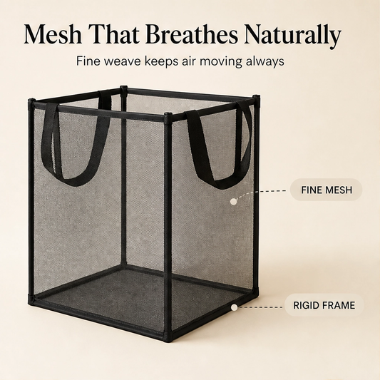 FoldHaven™ – See-Through Mesh Foldable Storage Basket with Carry Handles +50% OFF