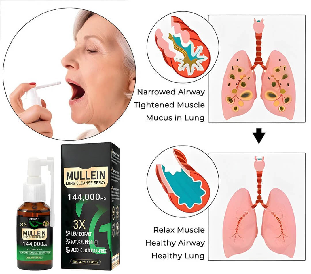 The AuraFlow Mullein Lung Spray - 3x Concentrated Mullein, MHRA-Certified, and 8-Week Respiratory Recovery + 50% OFF