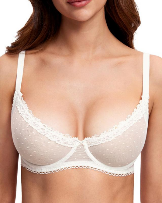 The AuraLace Balconette Bra - See Through Demi Sheer, Natural Shape, and Padded Lift + 50% OFF