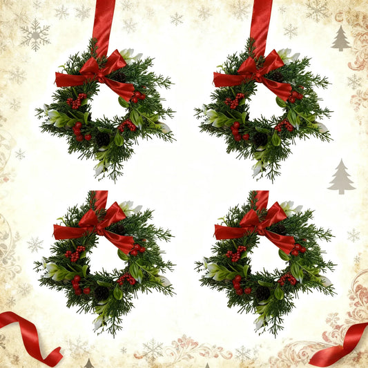 The FestiveFarmhouse Wreath Set - Christmas Charm in a 4-Pack + 50% OFF