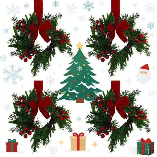 The FestiveFarmhouse Wreath Set - Christmas Charm in a 4-Pack + 50% OFF
