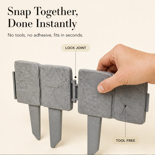 Cobblecroft™ – Stone-Look Flexible Garden Edging Fence (Tool-Free Install) + 50% OFF