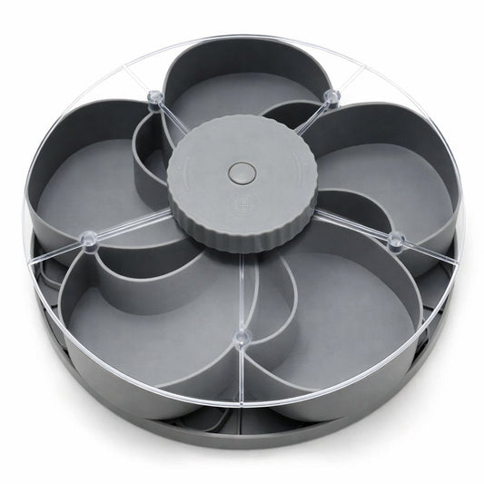 Gatherly™ – 5-Compartment Rotating Snack Serving Tray with Non-Slip Base + 50% OFF