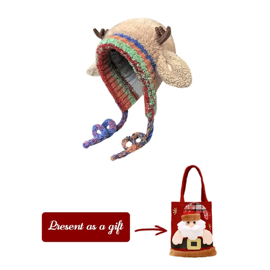 The CozyReindeer Knit Hat - Itch-Free Warmth, Festive Style + 50% OFF!