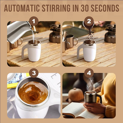 The AuraMix Self-Stirring Mug - Magnetic Mixer, 380ml, and USB Rechargeable + 50%  OFF
