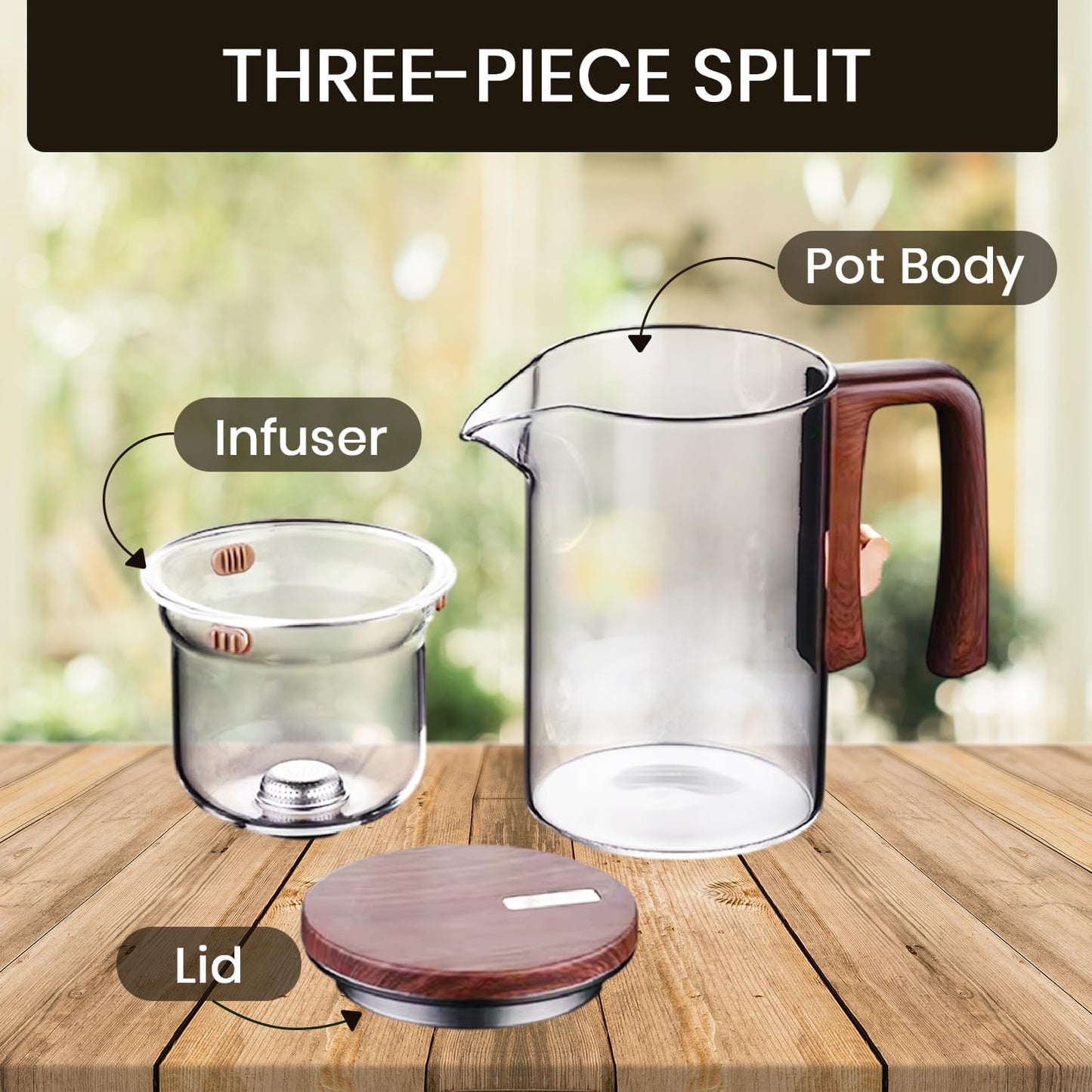 The AuraBrew Glass Teapot - Visual Elegance, Precision Infusion, and 600ml Capacity + 50% OFF