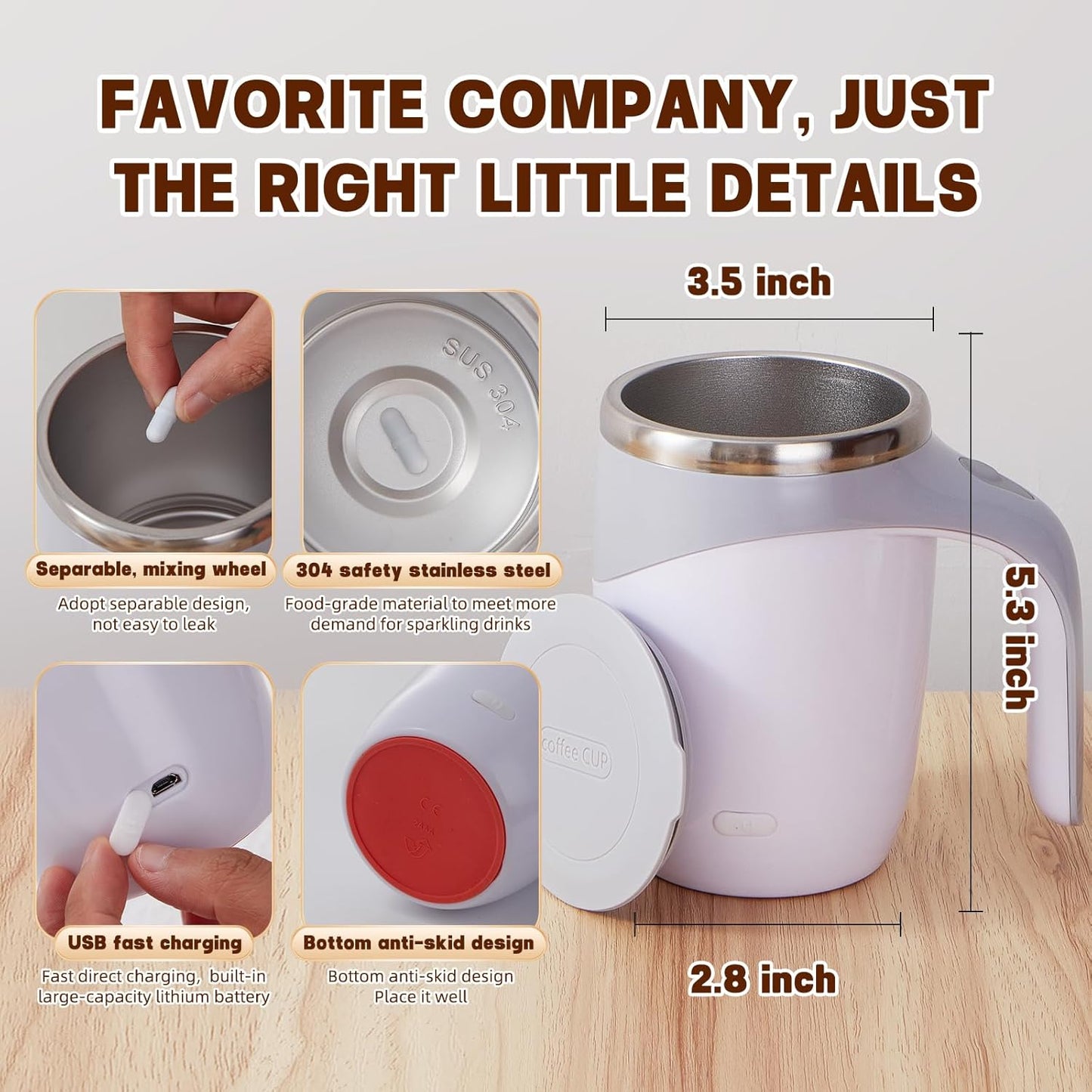 The AuraMix Self-Stirring Mug - Magnetic Mixer, 380ml, and USB Rechargeable + 50%  OFF