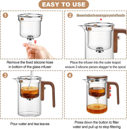 The AuraBrew Glass Teapot - Visual Elegance, Precision Infusion, and 600ml Capacity + 50% OFF