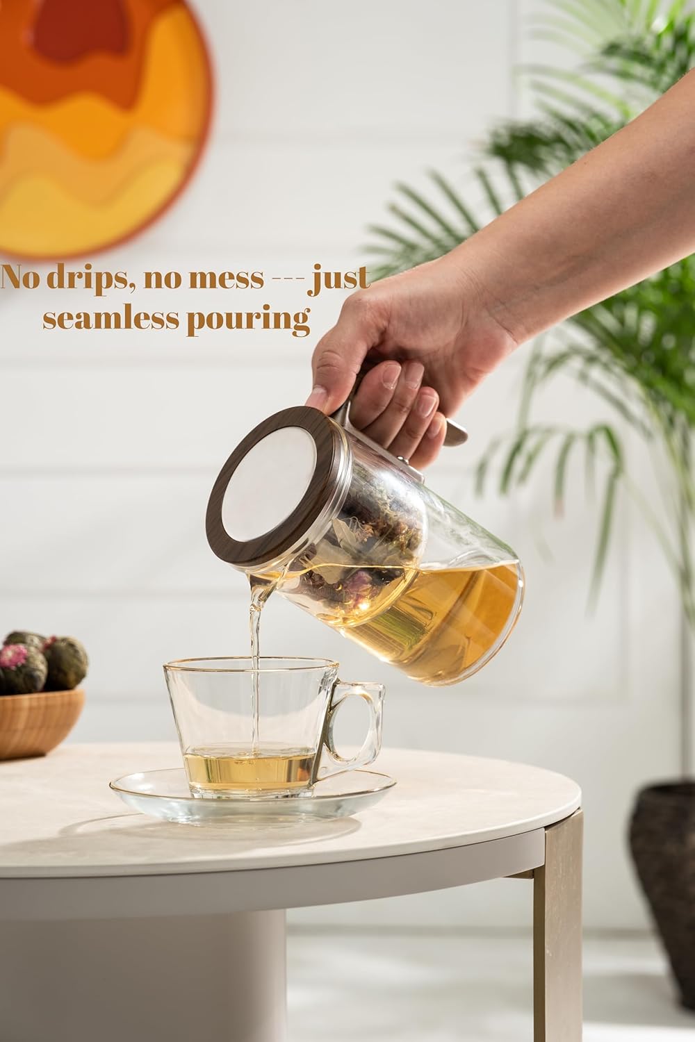 The AuraBrew Glass Teapot - Visual Elegance, Precision Infusion, and 600ml Capacity + 50% OFF