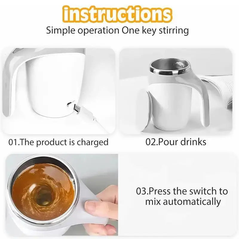 The AuraMix Self-Stirring Mug - Magnetic Mixer, 380ml, and USB Rechargeable + 50%  OFF