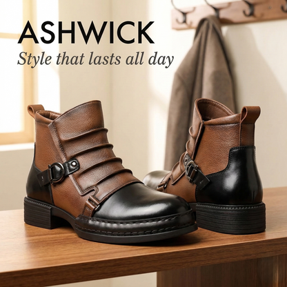 Ashwick™ – Two-Tone Buckle Detail Men's Leather Ankle Boots +50% OFF