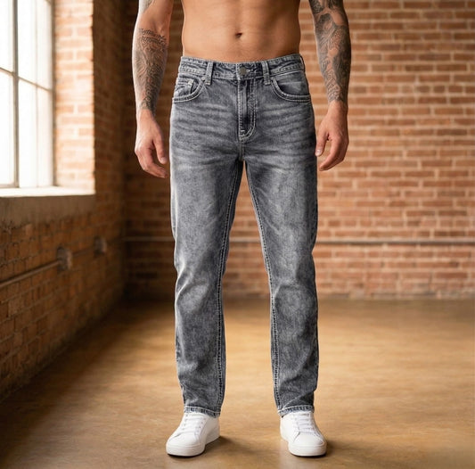 Fadecraft™ – Vintage Washed Straight-Leg Men's Streetwear Jeans + 50% OFF