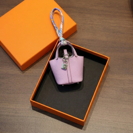 Satchelle™ – Luxury Mini Bag Charm with Silk Scarf & Padlock Detail +50% OFF
