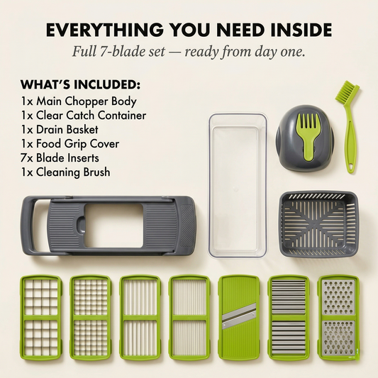 Cropwell™ – 7-in-1 Interchangeable Blade Vegetable & Fruit Chopper Slicer Set + 50% OFF