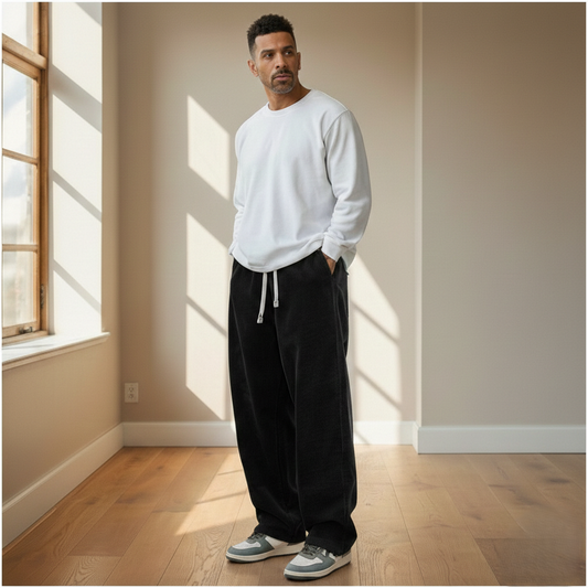 Cordwell™ – Wide-Leg Corduroy Drawstring Trousers + 50 % OFF